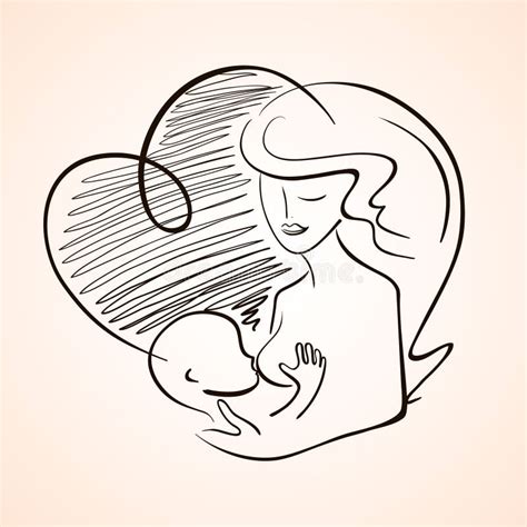 Illustrazione stilizzata di una madre che allatta con capelli forti
