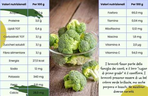 infografica sui benefici nutrizionali del broccolo