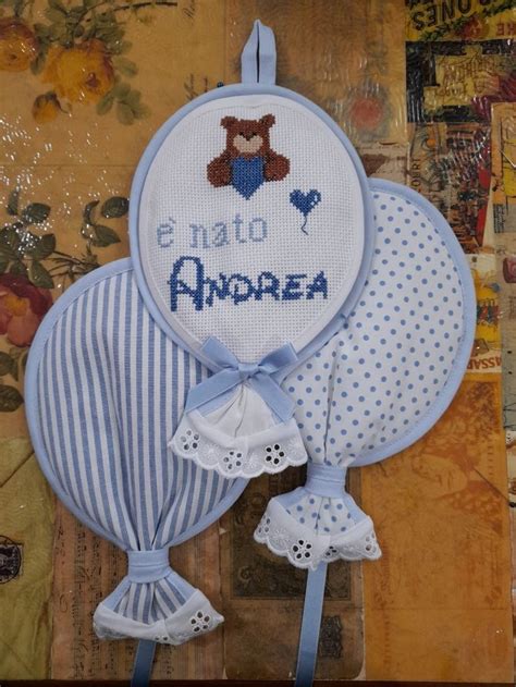 Fiocco nascita ricamato con iniziali del neonato
