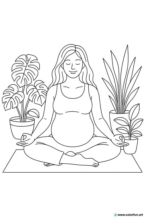 Illustrazione di una donna incinta che pratica yoga o tecniche di rilassamento
