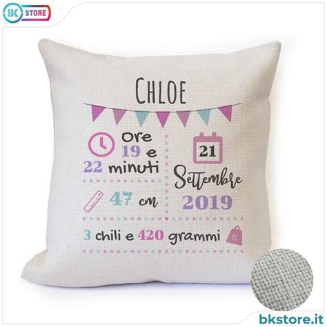 Cuscino nascita personalizzato per bambina con dati