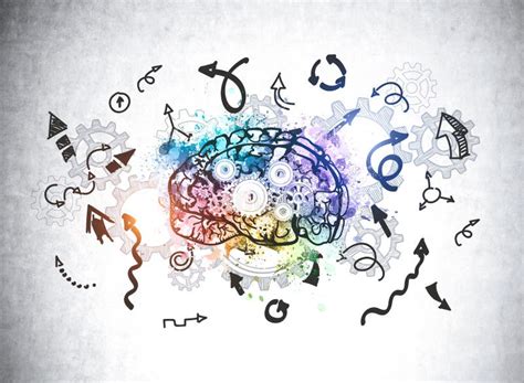 Cervello con ingranaggi e frecce