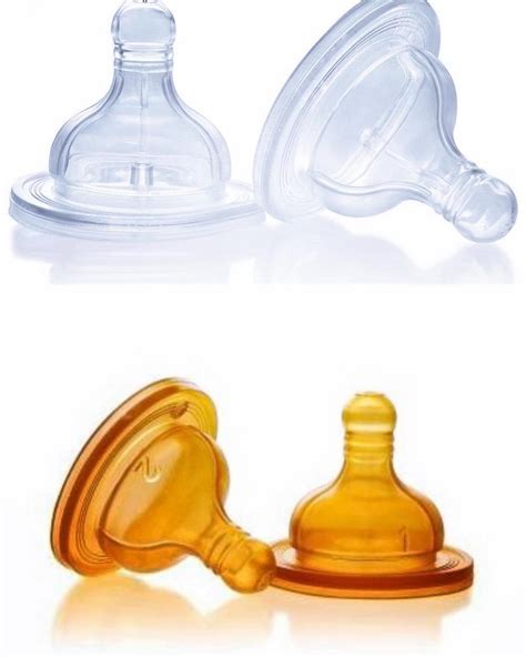 confronto visivo tra tettarelle in silicone, lattice e caucciù