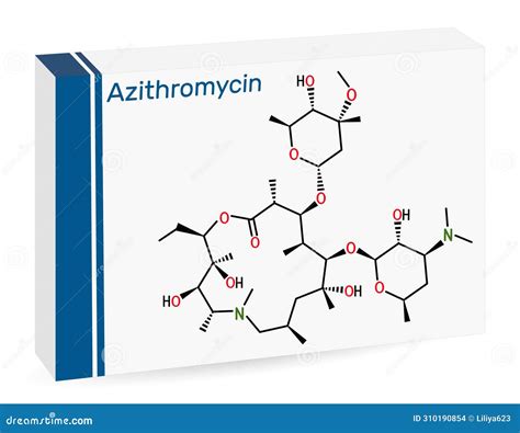 Azithromycin chemical structure and interaction with bacterial ribosome
