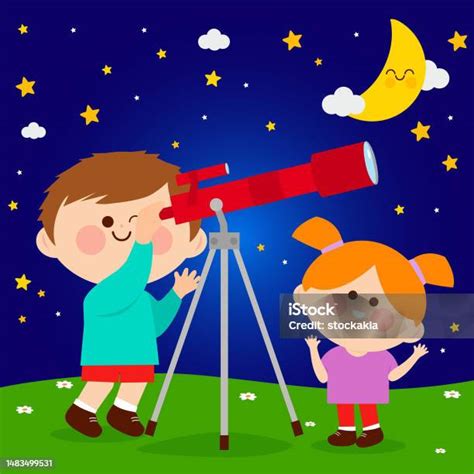 Bambini che guardano il cielo notturno