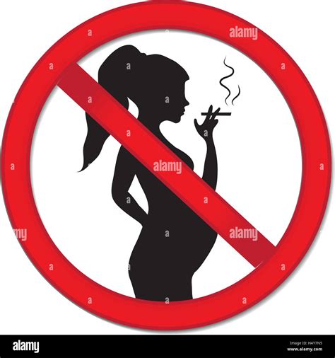 illustrazione di una donna incinta che fuma con un segnale di divieto