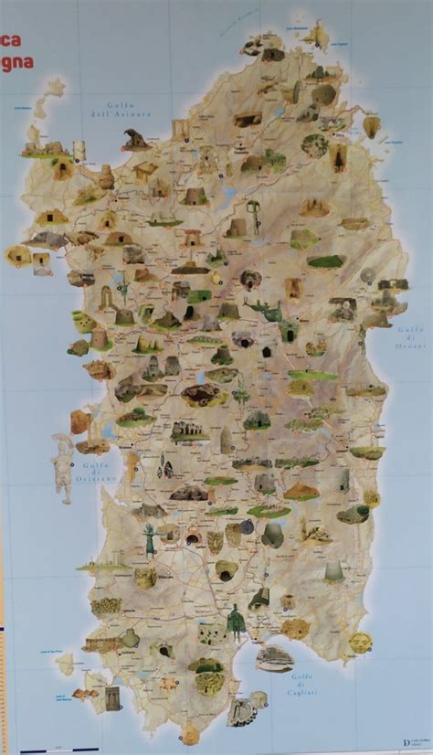 Mappa dei siti archeologici con statuine di Dea Madre in Sardegna