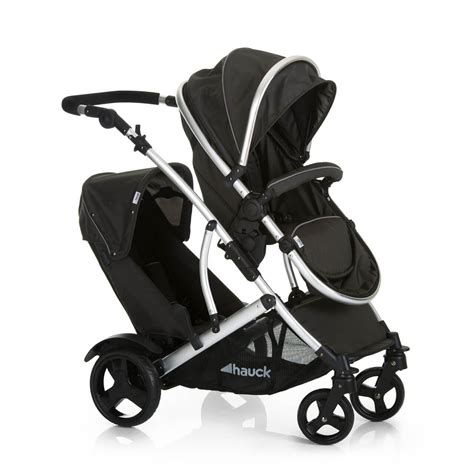 illustrazione tecnica di un passeggino gemellare Hauck con configurazione affiancata