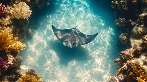 Manta ray swimming elegantly in the ocean