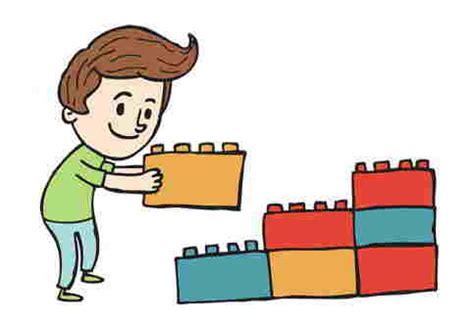 Bambino che gioca con un set di costruzioni colorate