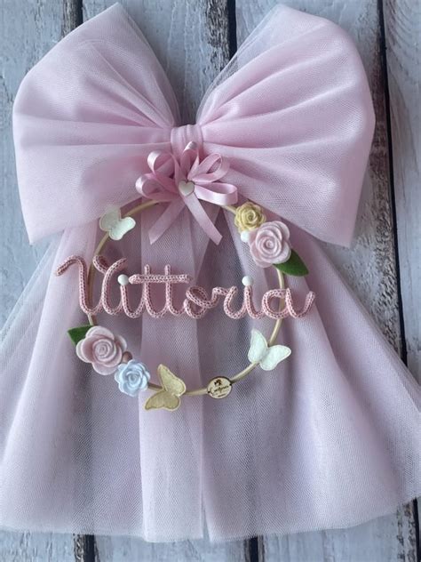 Fiocco nascita con cerchio e tulle