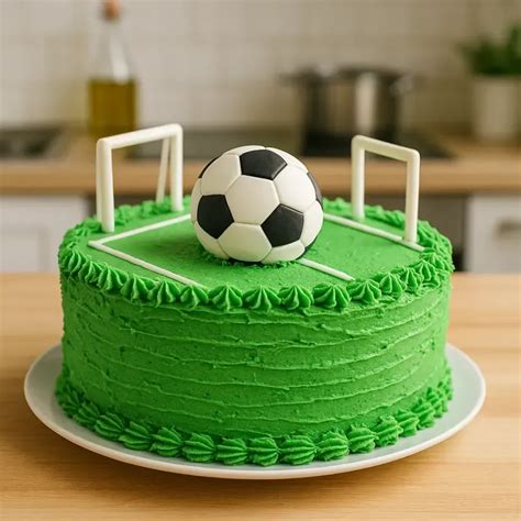Torta di compleanno a tema calcio con decorazioni di base