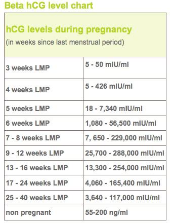 Infografica sull'andamento dei livelli di beta-hCG durante la gravidanza