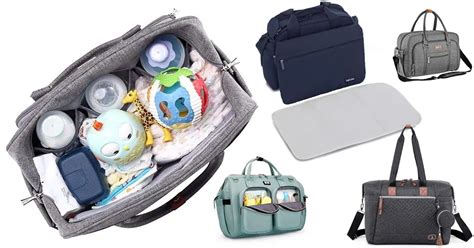 borsa fasciatoio ben organizzata con oggetti essenziali per neonato