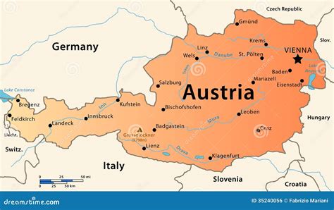 Mappa dell'Austria con evidenziati i principali centri lattiero-caseari