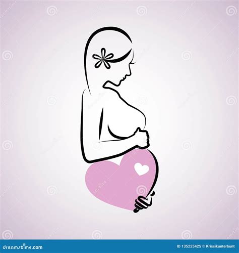 illustrazione stilizzata di profilo di una donna incinta con un fiore sul pancione