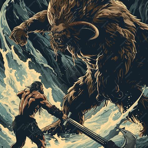 Illustrazione di Beowulf che combatte contro Grendel