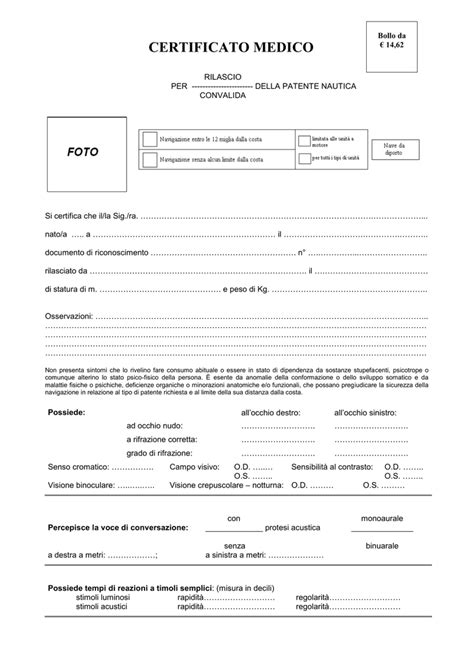 Esempio certificato medico