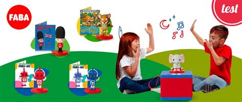 Dispositivo FABA con personaggi sonori e bambini che ascoltano