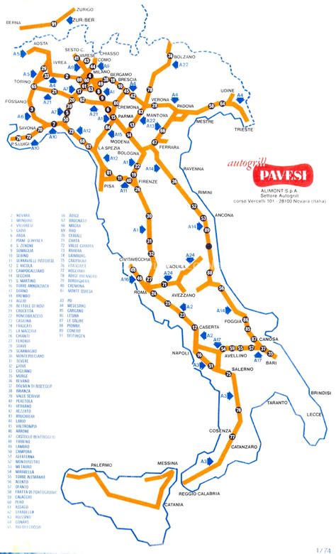 Mappa autostradale italiana con evidenza delle uscite per Piacenza