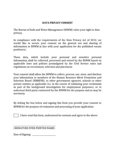 Digital privacy policy and cookie consent form