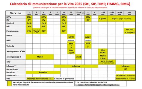 Calendario vaccinale stilizzato con evidenziate le fasi di vaccinazione primaria