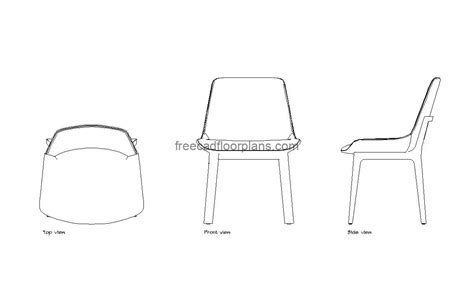 Confronto visivo tra una vista DWG 2D di una sedia e un modello 3D della stessa sedia