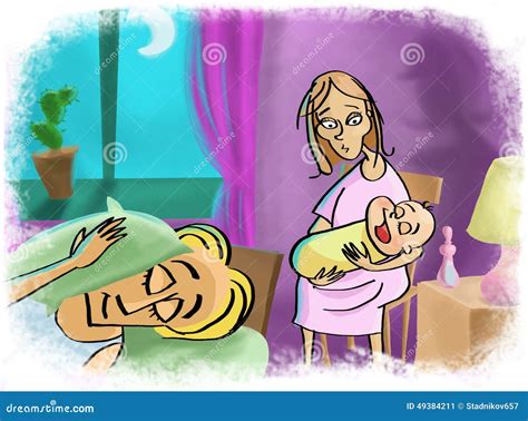 rappresentazione stilizzata di una figura materna che culla un bambino in un ambiente notturno