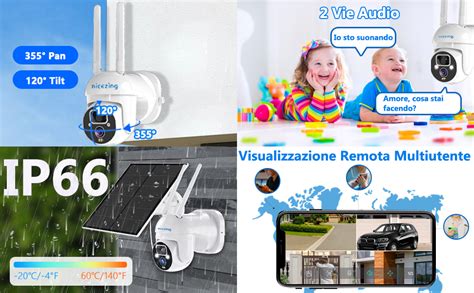 Schema che illustra le diverse funzionalità di un baby monitor moderno: audio, video, visione notturna, temperatura, audio bidirezionale, connettività Wi-Fi.