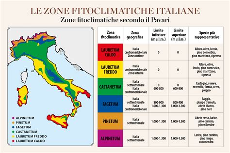 Mappa delle zone fitoclimatiche italiane
