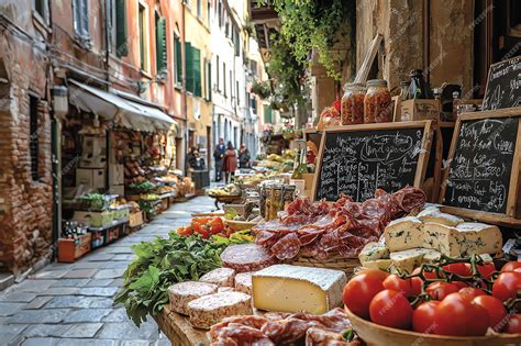 A traditional Italian market scene with street vendors