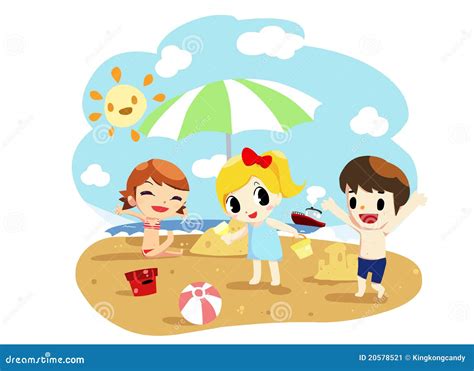 bambini che giocano in spiaggia con costumi colorati