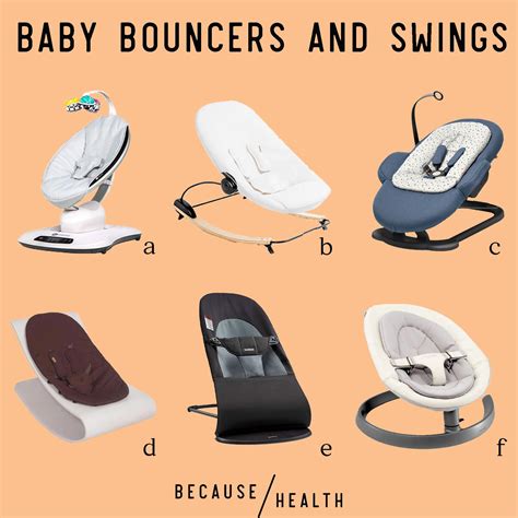 Different types of baby bouncers and swings