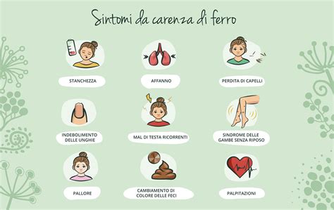 Diagramma che illustra le principali cause di carenza di ferro