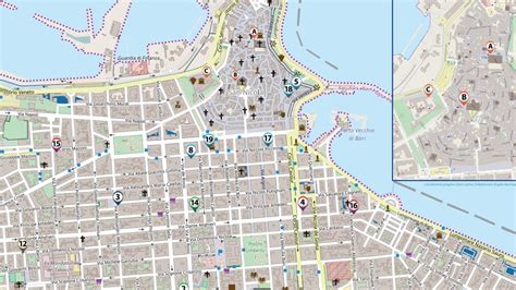 Mappa della città di Bari con indicazioni di cliniche