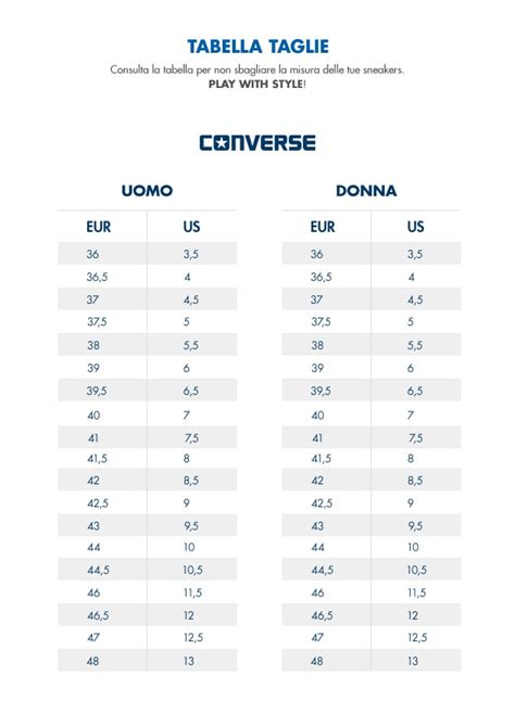 Guida taglie Converse