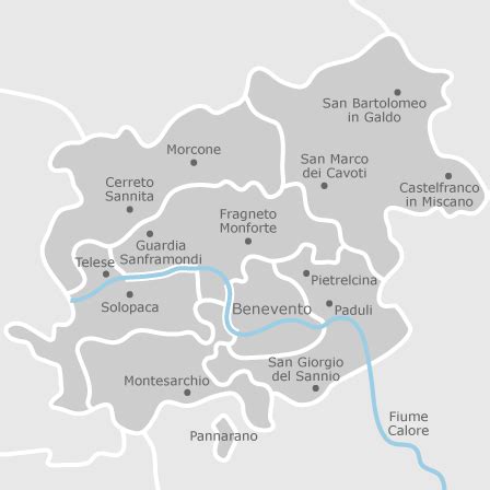 Mappa della Provincia di Benevento con i comuni