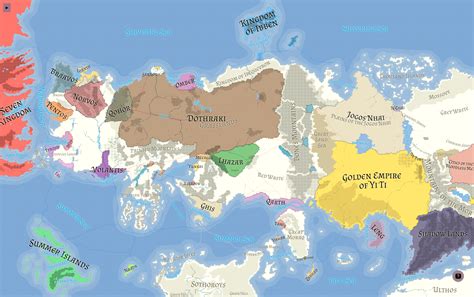 mappa del continente di Essos con le rotte percorse da Daenerys verso Astapor e Meereen