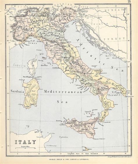 mappa storica antica di un territorio italiano