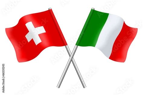 bandiera svizzera e italiana affiancate
