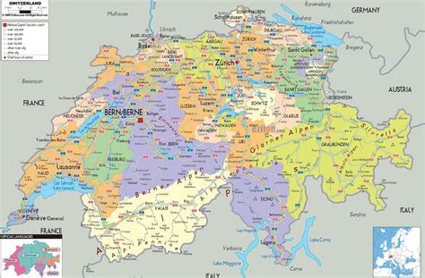 mappa Europa con Italia e Svizzera evidenziate