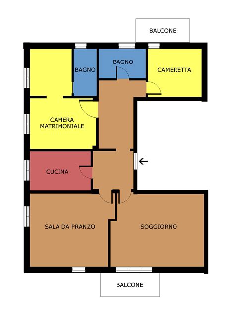Planimetria di un appartamento con un solo bagno e idee per la sua divisione.