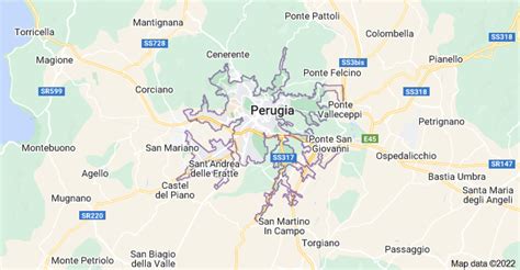 Mappa di Perugia con evidenziata la frazione Pilonico Paterno