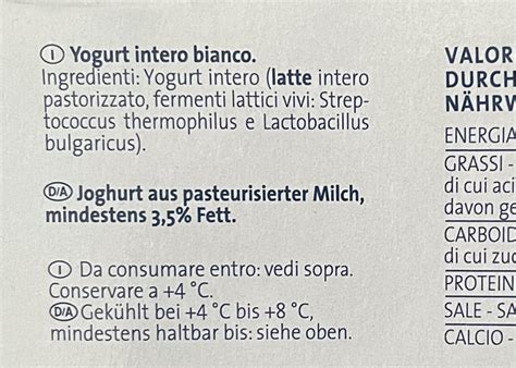immagine di etichette di yogurt con ingredienti evidenziati