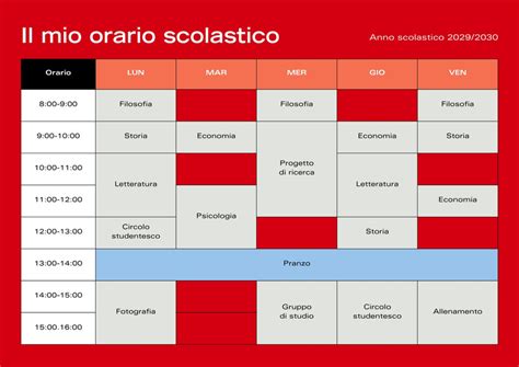 Orario scolastico generico