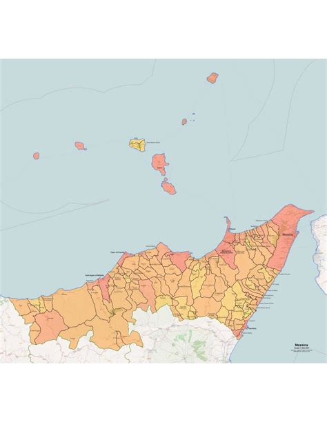 Mappa schematica della provincia di Messina evidenziante la distribuzione dei poli scolastici principali