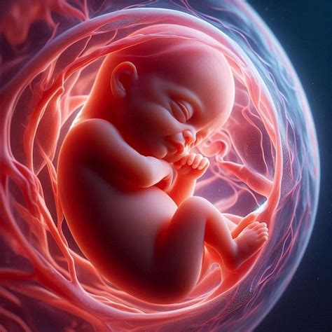 Immagine di un feto in utero con indicata l'età gestazionale