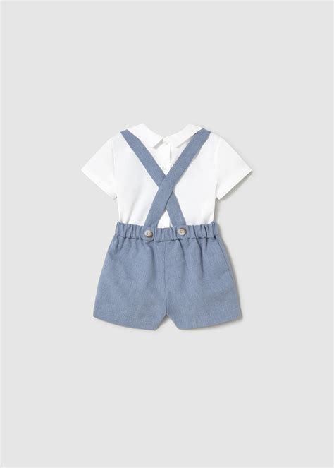 Idee outfit neonato con bermuda a bretelle