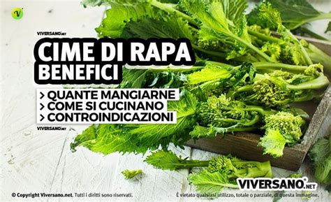 Infografica con i principali valori nutrizionali delle cime di rapa