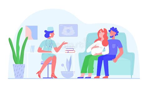 Illustrazione di una donna incinta durante una visita medica